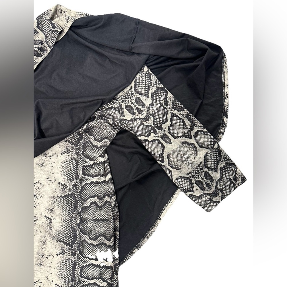 Hope Morgan Apparel Snake Print Midi Dress with Draped Sleeve - Gray - Picture 6 of 6